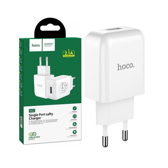 Adaptador Hoco N2 Vigour con Puerto Tipo C 2.1A Blanco